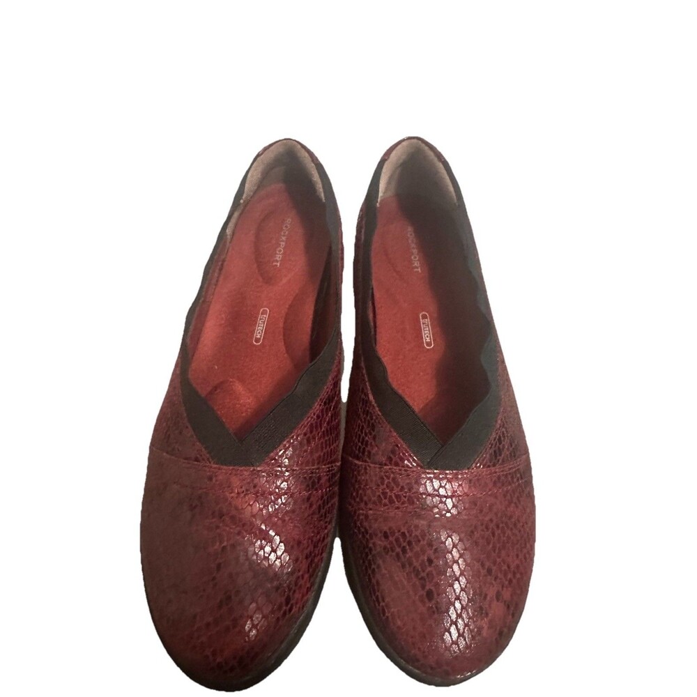 Rockport Trutech Women's Slip-On Comfort Shoes Burgundy Leather Size 8.5